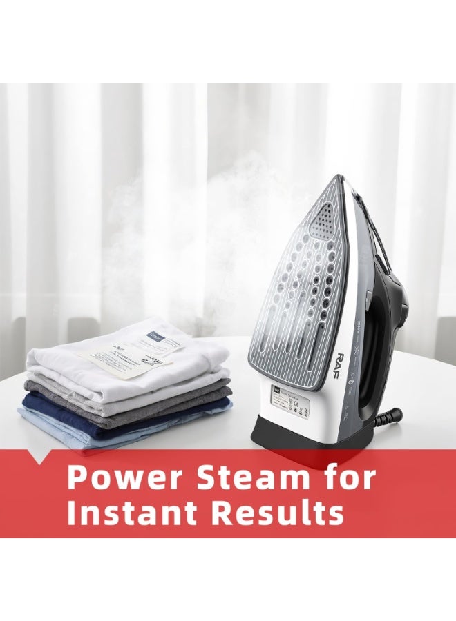 آر إيه أف مكواة بخار، بلا صفيحة سفلية لزجة، بخار قوي، 2200 واط، خزان مياه مضاد للتسرب، تذكيرات دقيقة مناسبة للعائلة والسفر (أزرق) - Image 5